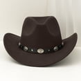 thumbnail image 2 of SRZYMJ Cowboy Hat for Women and Men Western Classic Chain Curved Jazz Hat Felt Wide Brim Women Men Fedora Cowboy Hat, 2 of 3