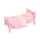 thumbnail image 1 of Cama de muñeca en miniatura, regalos de cumpleaños, muebles de madera con juego de cama, cuna en miniatura rosa para muñeca de escala 1/6, accesorios, 1 of 9