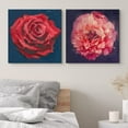 thumbnail image 2 of PixonSign Canvas Print Wall Art Italian Master Textured Red Rose Duo Floral Wilderness Illustrations Fine Art Romantics Closeup Relax/Calm Ultra for Living Room, Bedroom, Office - 16"x16" x 2, 2 of 4