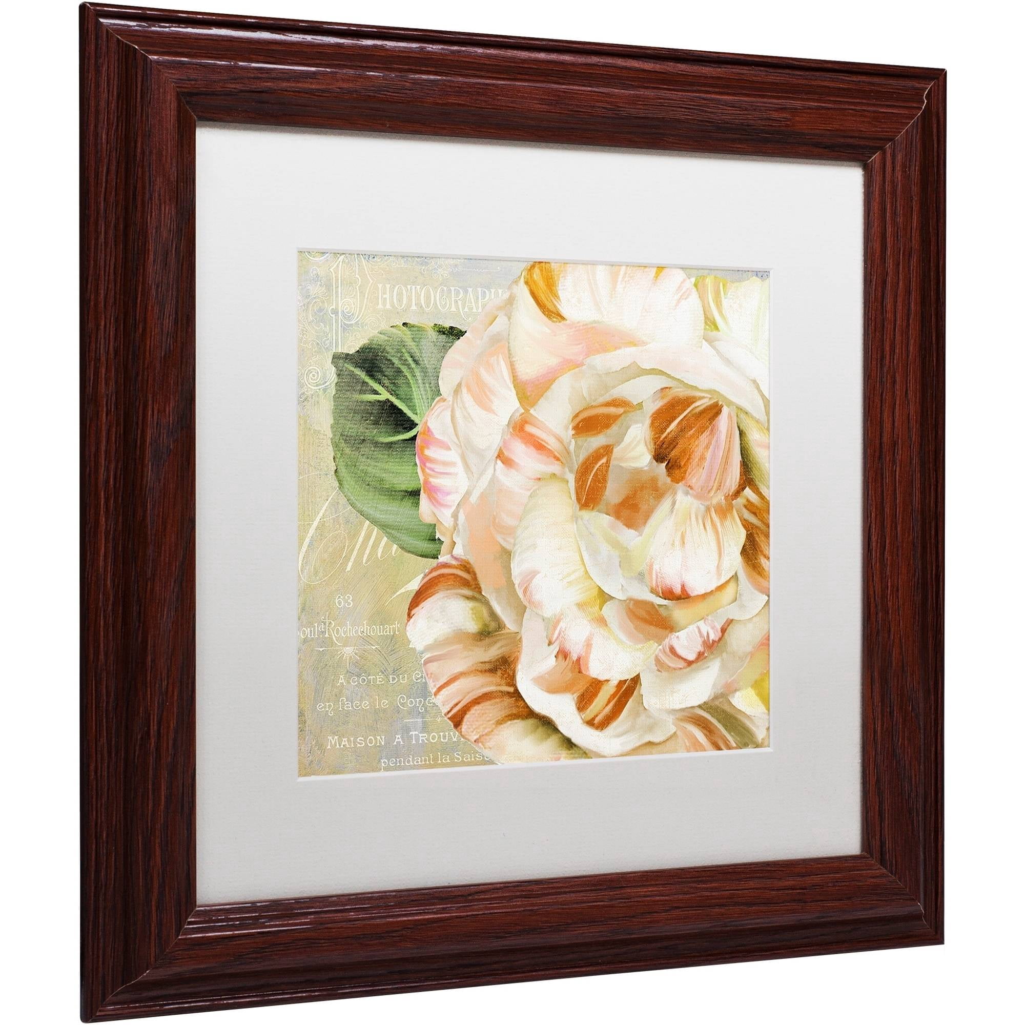 Trademark Fine Art "Camellias I" Canvas Art by Color Bakery White Matte, Wood Frame