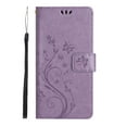 thumbnail image 3 of Designed for Samsung Galaxy S24 Case, Wrist Strap Flip Kickstand PU Leather Wallet Case Cash Card Slots Holder, Protective Shockproof Pattern Women Cover for Samsung Galaxy S24, Lightpurple, 3 of 7