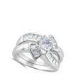 thumbnail image 4 of Round Solitaire Clear CZ Wedding Ring Set .925 Sterling Silver Band White Jewelry Female Size 9, 4 of 4