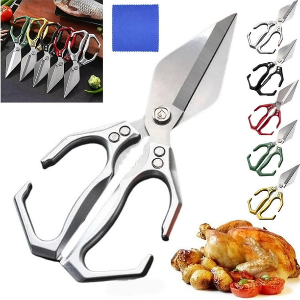 Cizadores de cocina resistentes para cortar huesos de pollo - tijeras avícolas de acero inoxidable con mango ergonómico, aptas para lavavajillas
