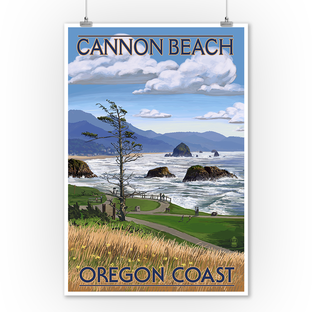Cannon Beach, Oregon Oregon Coast View Lantern Press Artwork (9x12