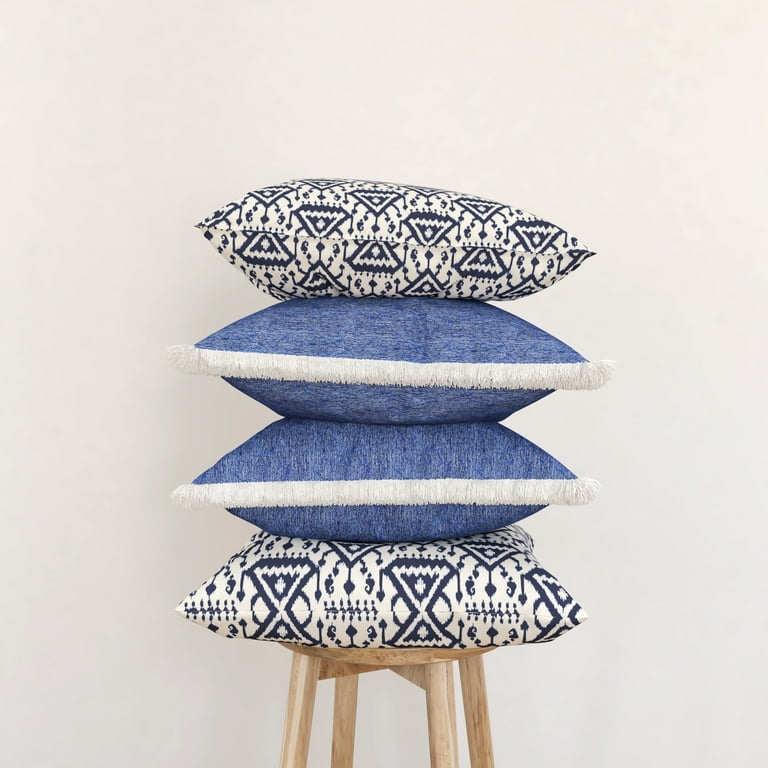 Set Of 4 White Printed Art Pillow Covers Set Of 4 White Printed Art Pillow Covers