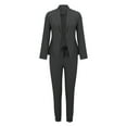 thumbnail image 4 of GILIGEGE Two Piece Sets for Women Women's Two Lapels Suit Set Long Sleeve Jacket Pant Suit Slim Trouser Jacket Suit Dark Grey 4Xl, 4 of 6