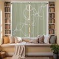 thumbnail image 3 of Sage Green Kitchen Curtains, Minimalist Abstract Modern White Art Light Filtering Window Curtain Panels, 2Pcs Rod Pocket Window Treatments Set for Living Room Bathroom Bedroom 42x63 Inches, 3 of 9