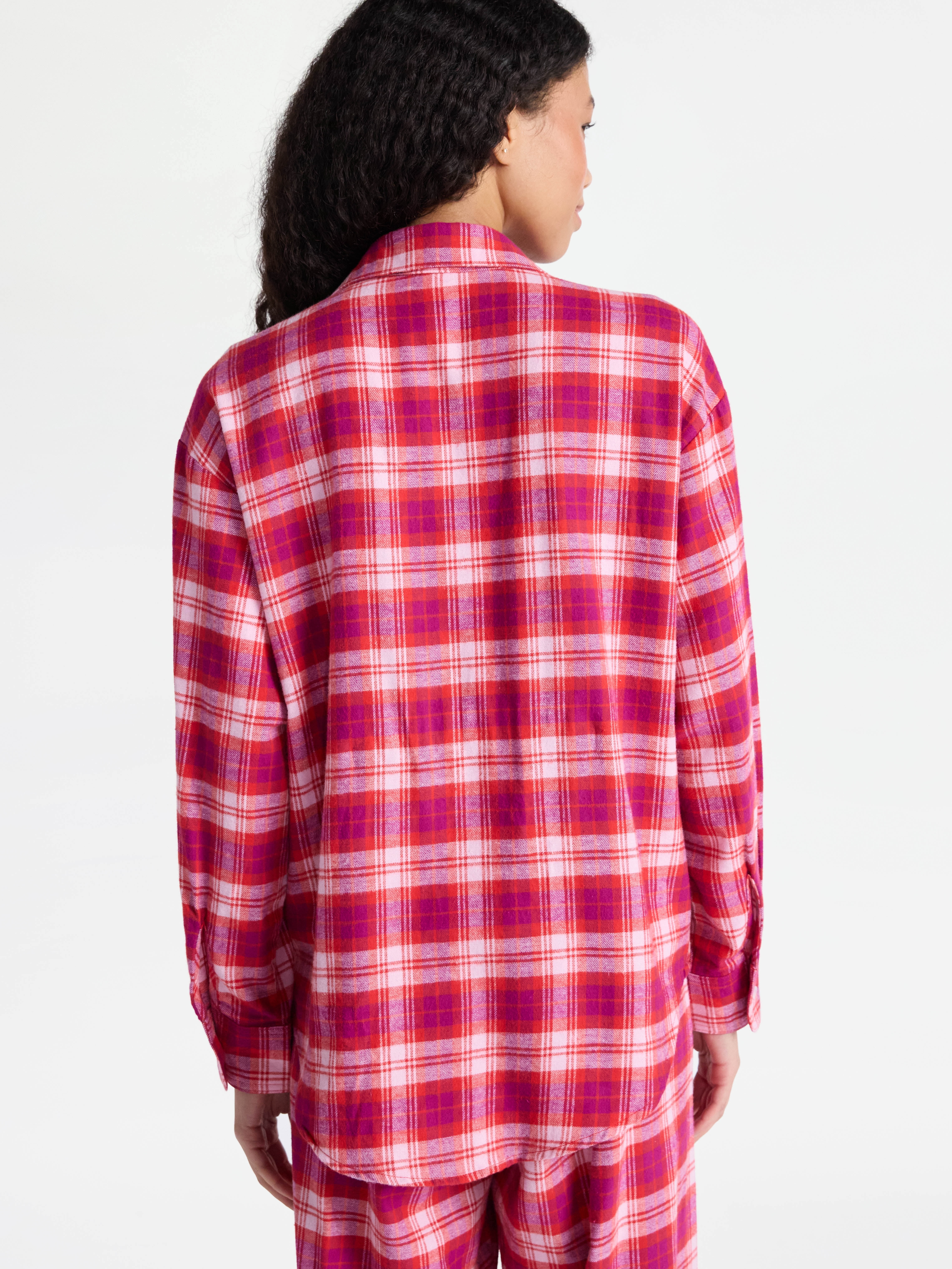 No Boundaries Sleepwear Cotton Flannel Button Down Shirt, Women’s