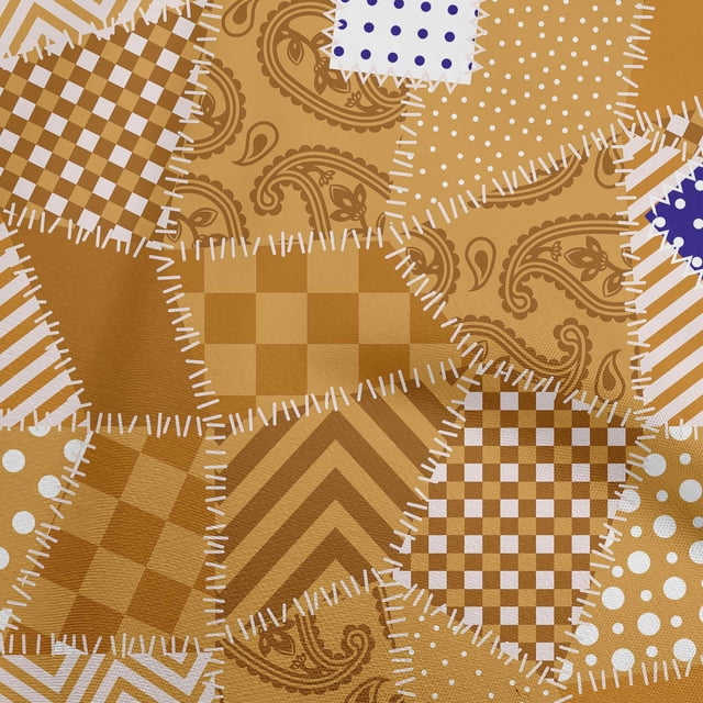 oneOone Polyester Spandex Orange Fabric Block Sewing Material Print Fabric By The Yard 56 Inch Wide