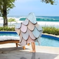 thumbnail image 3 of Yayeee Kids Hooded Towels Toddler Soft Absorbent Beach Bathing Wrap 50" x 23.5", Blue Shimmering Pattern, 3 of 5