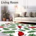 thumbnail image 2 of ODIKA 4'x6' Machine Washable Non-Slip Area Rug, Cardinal Gathering Snowy Pine Branch Festive Art Design High Traffic Rug, Red, 740955, 2 of 7