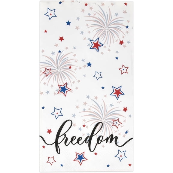 Gift Boutique 100 Patriotic Stars Guest Napkins Disposable Paper Decorative Fireworks Freedom American Dinner Hand Towel Napkin for Summer July 4th Independence Memorial Day Party Dinner Supplies