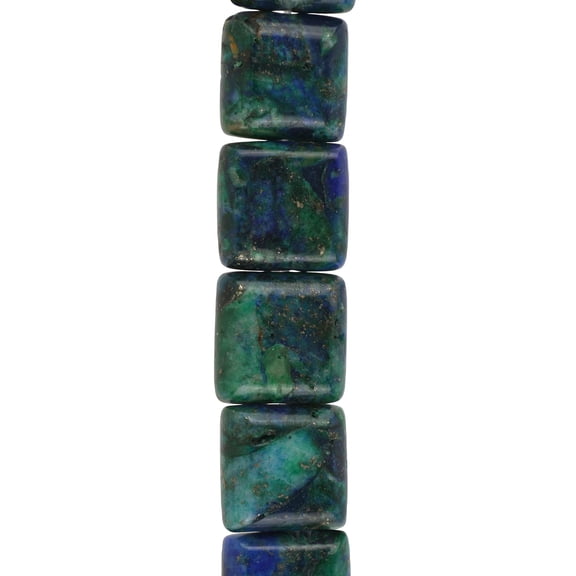 Bead Landing Chrysocolla Flat Square Beads, 10mm, 6 Pack