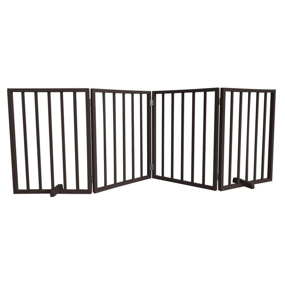 AmeriHome WFPGB4 72 in. Freestanding 4-Panel Folding Wood Pet Gate - Brown