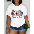 thumbnail image 1 of Polyester Knit Fabric Women's Casual T-Shirt with "With GOD All Things Are Possible" Floral Print, Round Neck, Regular Fit for Spring/Summer, 1 of 6