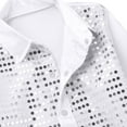 thumbnail image 5 of Yhong Kids Boys Long Sleeves Glitter Spread Collar Shirt Top for Choir Jazz Hip Hop Dance Stage White 140, 5 of 7
