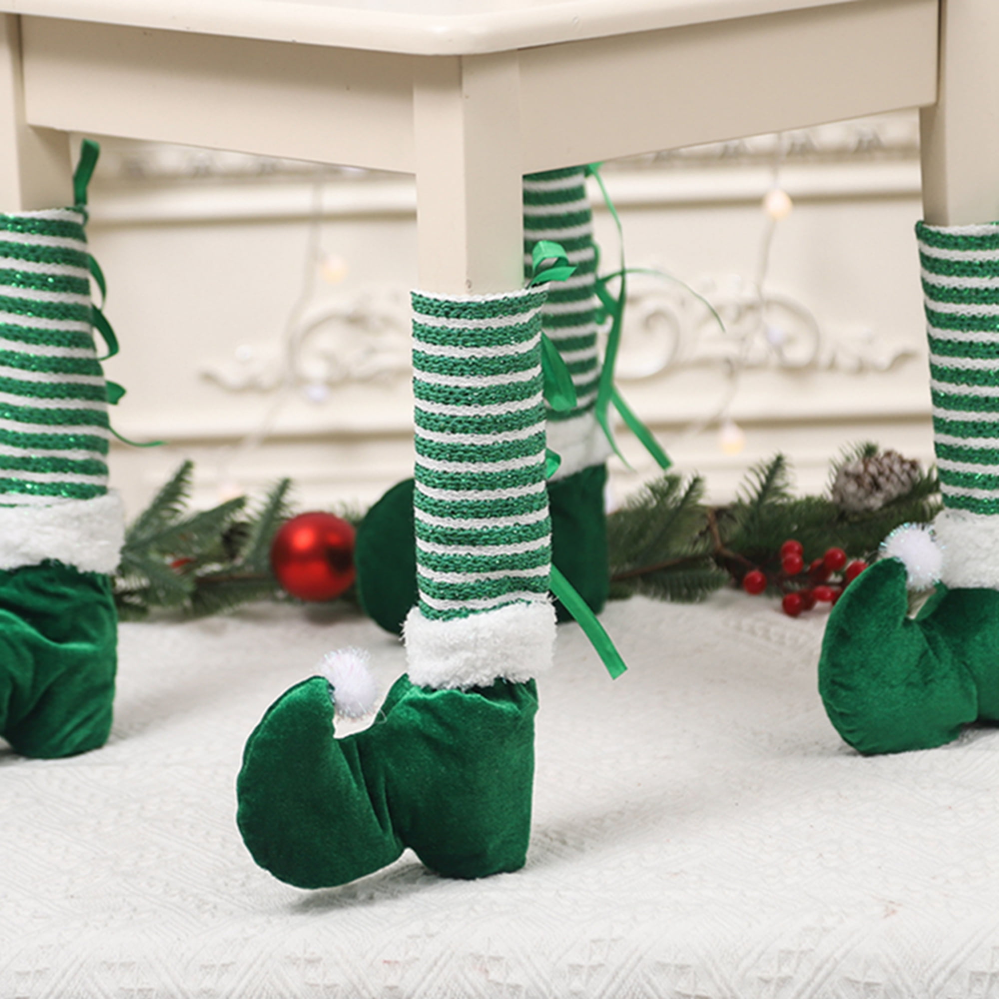 Sunloudy Christmas Elf Chair Leg Socks Furniture Floor Protectors