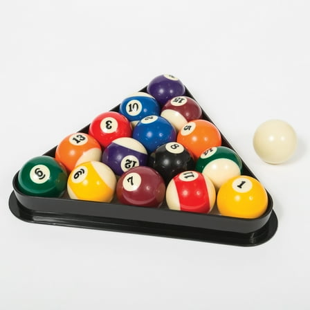 Classic Sport Official Size Billiard Pool Set with Cue Ball and Triangle Rack - Standard Resin Balls - 5.4 lb
