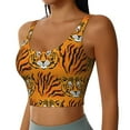 thumbnail image 2 of Fotbe Tiger Pattern Womens' Sports Bra Longline Wirefree Padded with Medium Support Sports Moisture-Wicking Workou Vest,Tank Top-Large, 2 of 7