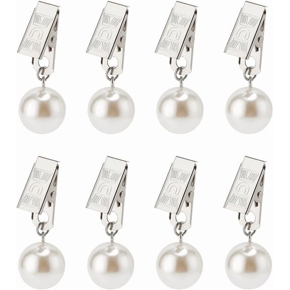 8pcs Tablecloth Weights Hangers Pearl Table Cover Weight Clips Table Cloth Weights with Clips Pear Pendant Tablecloth Weights for Picnic Tables Tablecloth Weights Heavy Outdoor
