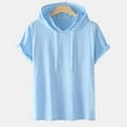 thumbnail image 3 of SDNall Short Sleeve Hoodies for Men Casual Solid Fashion Hooded Pullover Short Sleeve Sports T-Shirt Top Mens Hoodie Sizes:S-4XL, 3 of 9