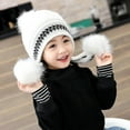 thumbnail image 4 of ZACPNCV Girls Winter Cover Ears Beanie Hat Ear Flaps Ski Snow Hats Knit Fleece Lined Hats White, 4 of 5