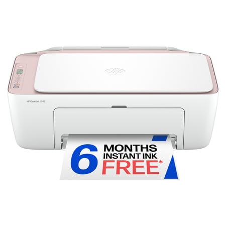 hp deskjet 2942 wireless all-in-one color inkjet printer, 6 months free instant ink, pale rose