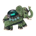 thumbnail image 1 of Éléphant en Strass Broches Épingle Animale Badge à Revers Mignon Mode Épingle à Revers en Alliage Vert, 1 of 9