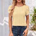thumbnail image 5 of XMMSWDLA Womens Tops Eyelet Embroidery Summer Spring Fashion Clothes Going Out 2024 Casual Short Sleeve Blouse T Shirts Womens Tops, 5 of 9