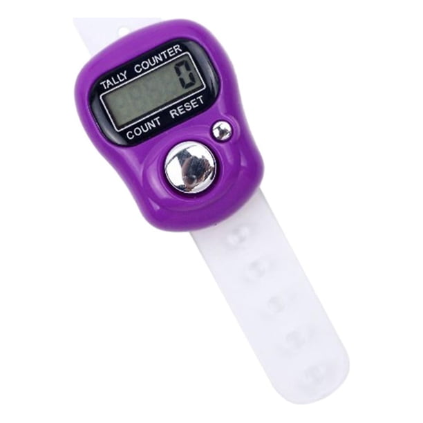 Contador de dedos electrónico, ajuste de recuento de números, mini de 5 dígitos, contador de mano mecánico, contador de mano para conteo de mercancías Violeta