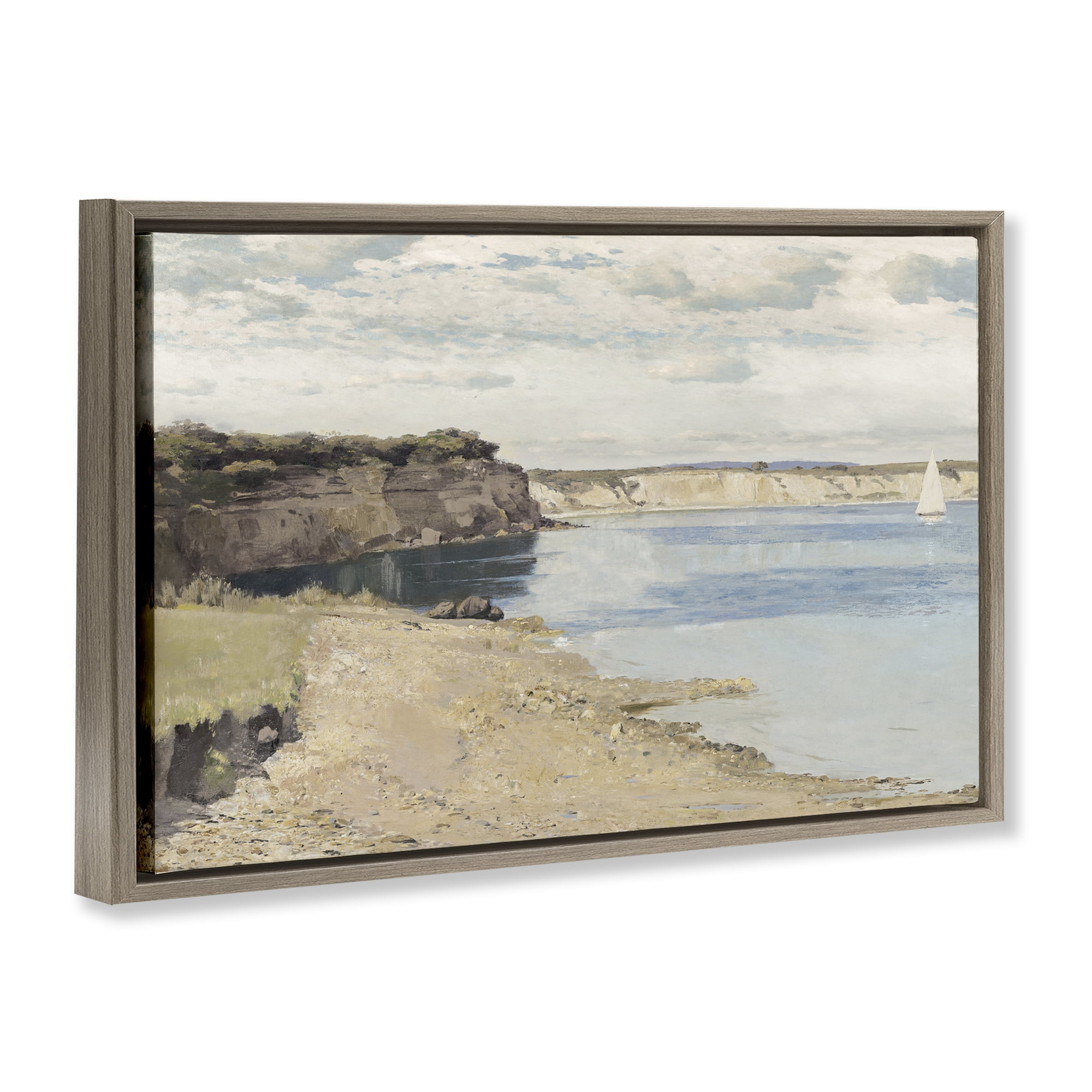 Stupell Industries Set Sail Peaceful Cove Brown Framed Floater Canvas Wall Art, design by Christy McKee