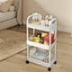 thumbnail image 4 of Organizador de 3 niveles para carrito de almacenamiento de cocina | Portaequipajes de baño con reposabrazos y estanterías ventiladas | Carrito de utilidad con ruedas para artículos de higiene, 4 of 6