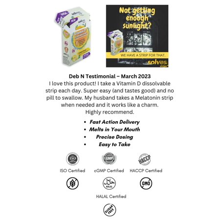 Solves Strips - Vitamin D3 Strips Lemon - Case Of 12-10 Count