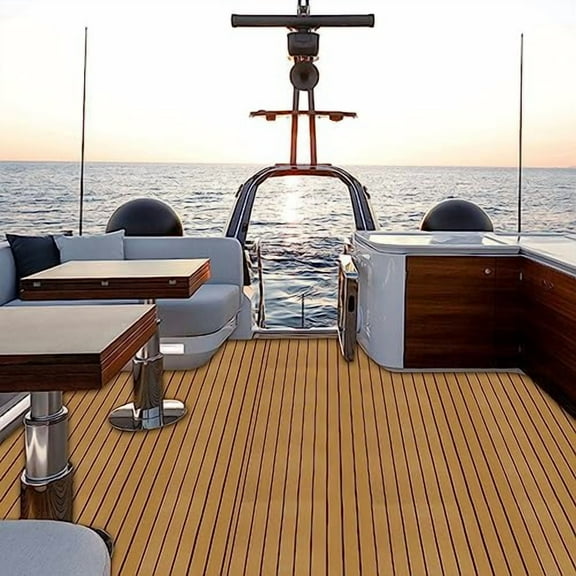 Boat Flooring EVA Foam Boat Decking Faux Teak Marine Flooring Boat Mat Boat Carpet Sheet for Motorboat RV Yacht Kayak Boat Floor,95"x 48"