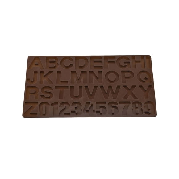 Injueey Suministros de moldes para fondant, accesorios para hornear, 26 letras en inglés, molde en relieve hecho a mano, molde de fundición Herramientas y accesorios para hornear Café