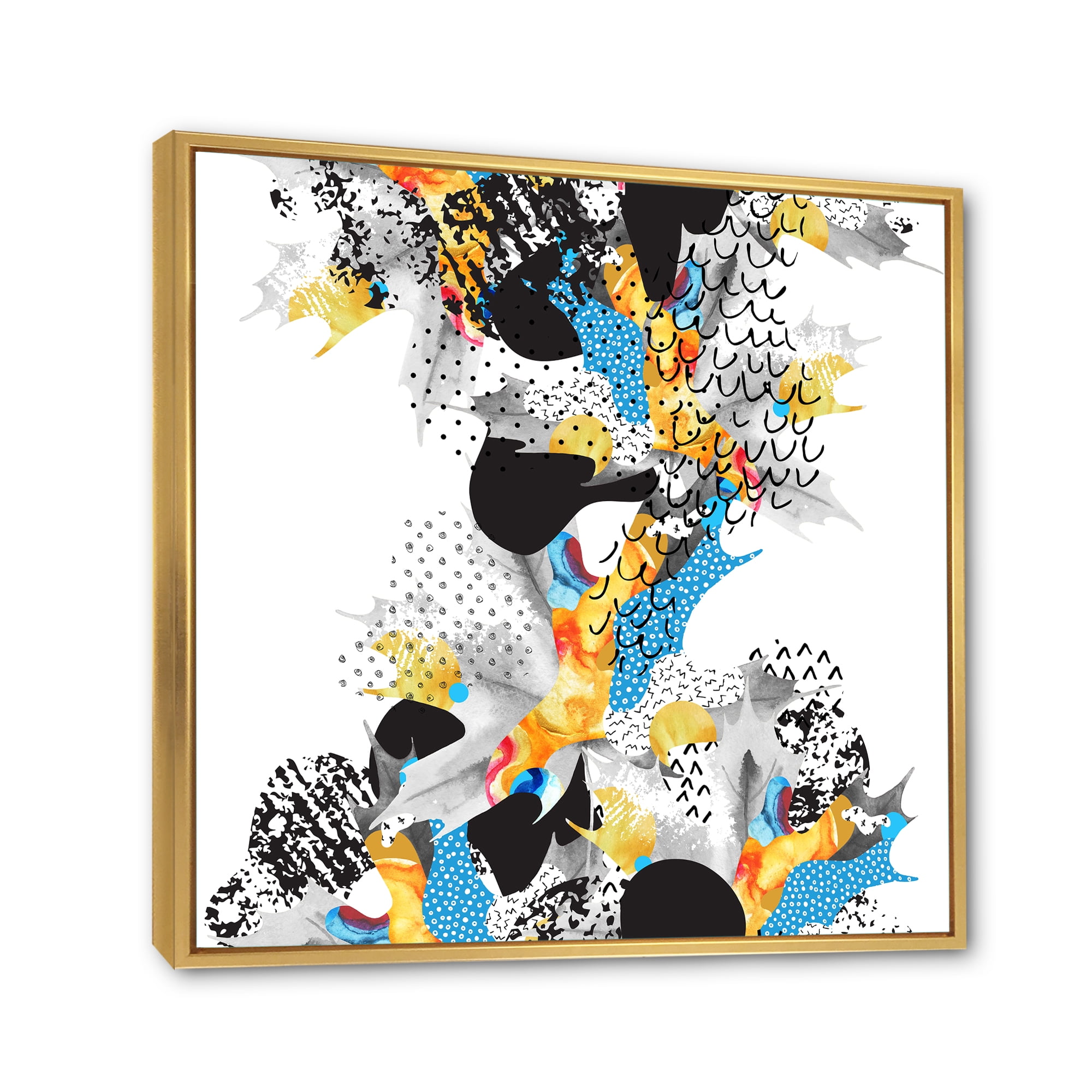 Designart 'Fluid Shapes In Bauhaus Memphis Style Minimal' Modern Framed Canvas Wall Art Print