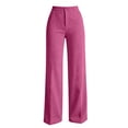 thumbnail image 4 of HomeDM Women's Dress Work Pants High Waisted Corduroy Casual Wide Leg Hot Pink Business Trouser Size L, 4 of 8