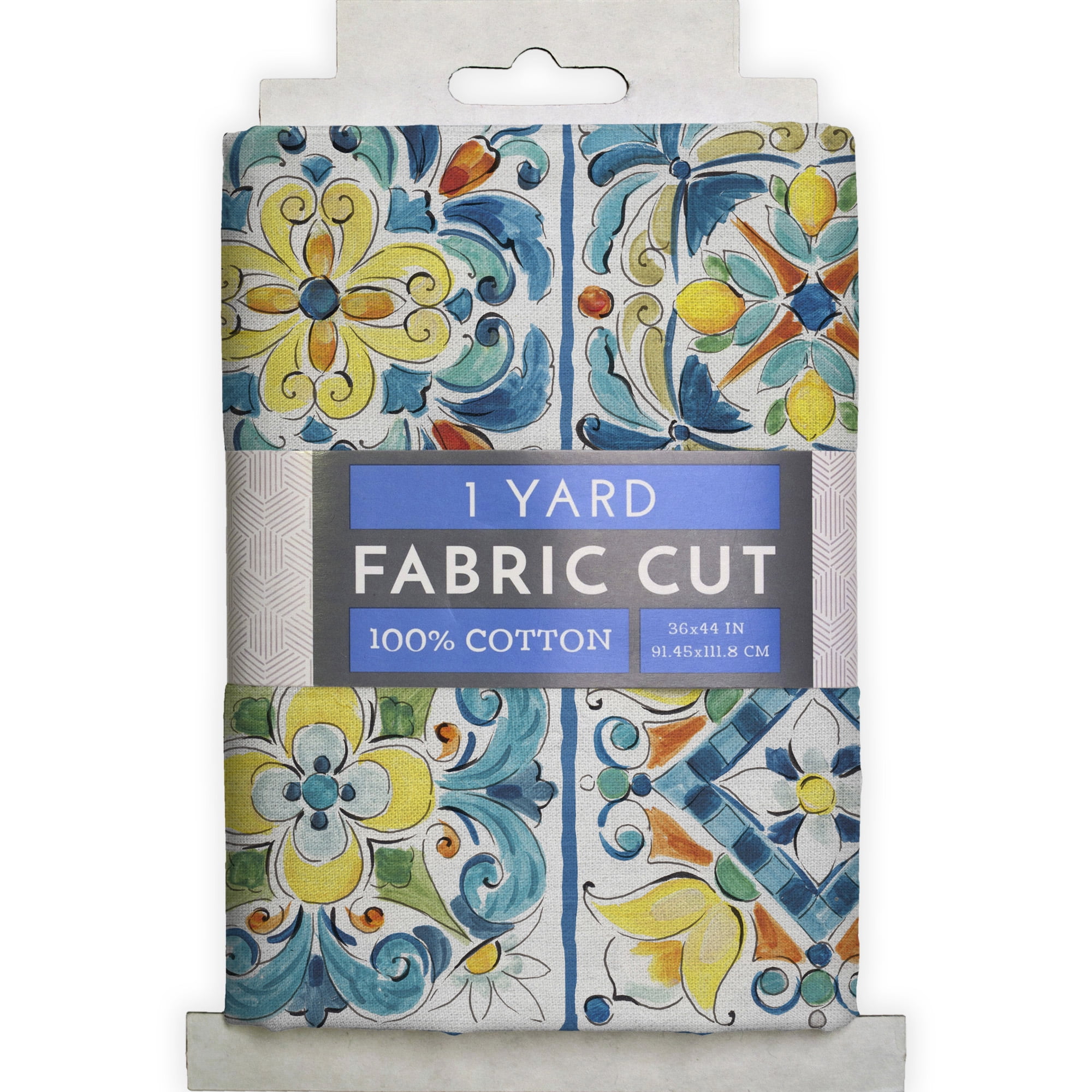 1 Yard 100% Cotton Mediterranean Tiles, Multi-color, 44" Wide for Quilting & Sewing by David Textiles