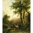 thumbnail image 2 of Barend Cornelis Koekkoek 15x17 Gold Ornate Wood Frame and Double Matted Museum Art Print Titled - Italian Landscape (1848), 2 of 4