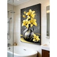 thumbnail image 6 of Mudket Framed Canvas Wall Art, Yellow Lilies in Black Gold Vase Wall Decor, Luxury Glam Elegant Floral Waterproof Ready to Hang Art Prints for Dining Room Living Room Bedroom Home Decor - 12"L x 8"W, 6 of 10