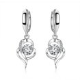 thumbnail image 1 of Pendientes colgantes chapados en plata y plata martillada Cuarzo rosa, para mujer, 2 pares, 1 of 5