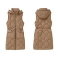 thumbnail image 4 of Dwralegc Women Long Vest Trendy Warm Vest Outwear Sleeveless Quilted Winter Puffy Long Vest Zip Up Solid Color Hooded Coat with Hood Coffee L, 4 of 4
