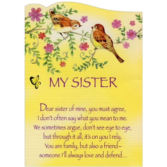 Designer Greetings Two Birds on Branch Yellow Background Die Cut Z-Fold Birthday Card for Sister