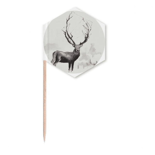 Reindeer mas Artistic Effect Watercolor Toothpick Flags Cupcake Picks Party Celebration