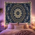 thumbnail image 2 of Cosmic Lotus Mandala on a Deep Navy Background Mystical Celestial for Meditation Enthusiasts Spiritual Wall Art Housewarming Gift Tapestry Wall Hanging for Bedroom and Yoga Room, 2 of 7