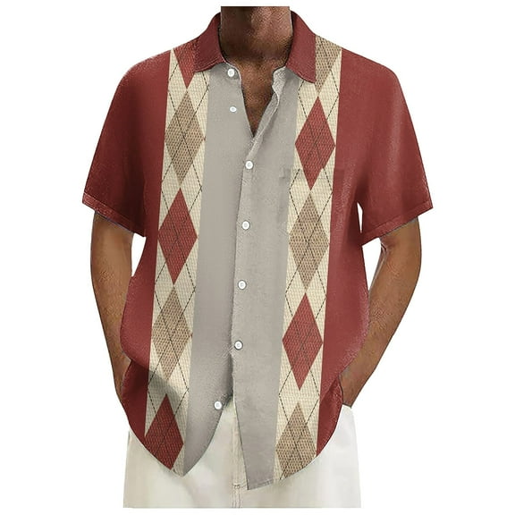 Sopiago Men Button Down Shirt Short Sleeve Dress Shirts Performance Stretch Free Formal Shirts Collar Regular Fit Solid Color Blouses Casual Stylish Shirts for Men Red,S