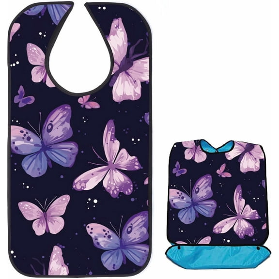 Washable Polyester Canvas Adult Bibs for Eating Reusable Eating Cloth for Clothing Protector Butterfly 860x460mm