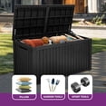 thumbnail image 2 of Dextrus 220 Gallon Extra-Large Resin Deck Box, Black Waterproof Storage Container, Lockable Deck Box with Removable Divider for Garden Tools, Pool Accessories & Outdoor Furniture Essentials, 2 of 8