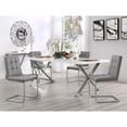 thumbnail image 3 of Posh Living Jonathan PU Leather Biscuit Tufted Armless  Chrome Frame Dining Chair Set of 2 - Light Grey, 3 of 10