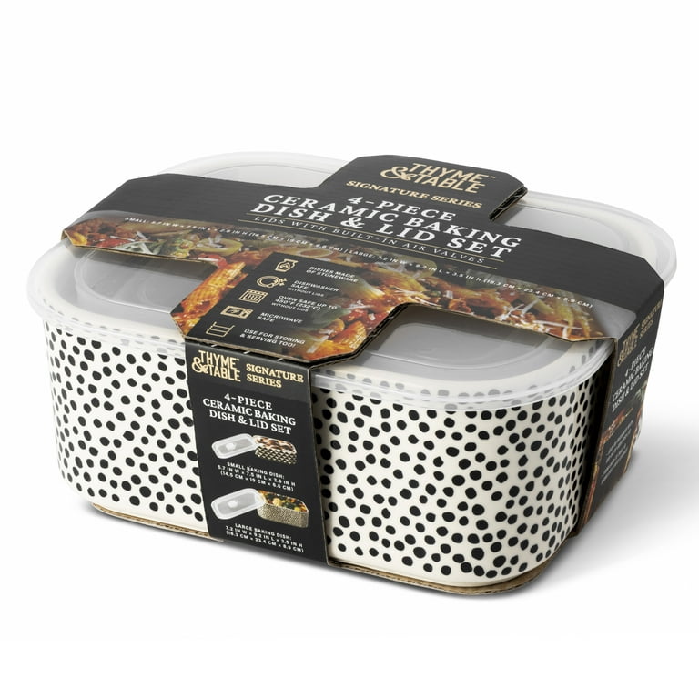 Thyme & Table 4-Piece Rectangular Ceramic Baking Dish and Lid Set